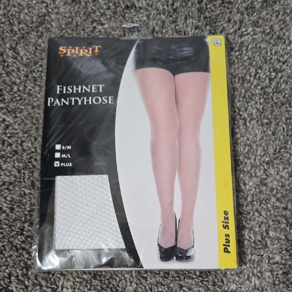 White Fishnet Pantyhose - Spirit Halloween, Plus Size, New